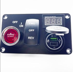 गोल्फ कार्ट 4 में इग्निशन बटन के साथ 1 मल्टी-फंक्शनल पैनल, 12v qc3.0 यूएसबी चार्जर सॉकेट, रॉकेट स्विच और वोल्टमीटर - Product Image 3