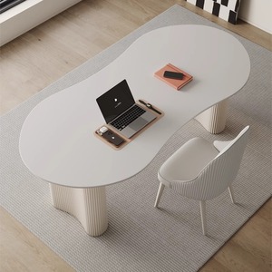 Cream Style Slate <strong>Computer</strong> Table <strong>Simple</strong> Bedroom <strong>Study</strong> Arc Conference Table - Product Image 5
