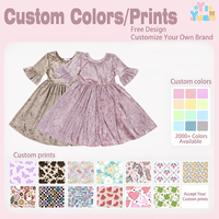 Robe de soirée princesse pour fillette en velours écrasé rose poudré, coupe évasée, manches courtes cloche, col rond, pour anniversaire, mariage ou fête