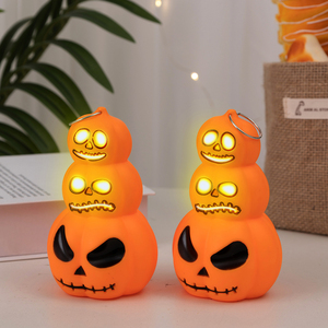 Linterna de calabaza de tres capas LED vela sin llama Halloween impreso ambiente festivo luz decoración del hogar adornos al aire libre fiestas - Product Image 5