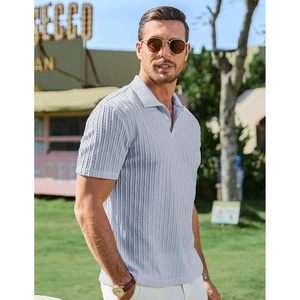 Personnalisé hommes décontracté solide pour Polo été à manches courtes vacances bouton plage tricot extensible Golf chemises foncé brodé - Product Image 6