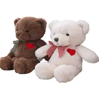 Personalizzato carino ti amo peluche san valentino orsacchiotto giocattolo nuovo regalo peluche morbido peluche orsacchiotto bianco con cuore rosso