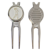 Outils de réparation de divots de golf en métal avec logo personnalisé, marqueur de balle, fourche de golf, clip de chapeau et marqueur magnétique – Accessoires de golf essentiels
