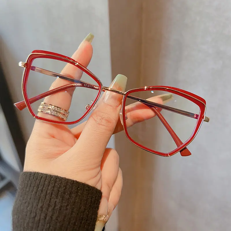 2024 Red Leopard Luxury Prescription Eyeglasses Frames Clear Lens Anti Blue Ray Short-Sighted Glasses Women's Spectacles Frames