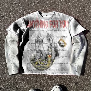 Nieuwe Designer Effen Dubbellaags <span class=keywords><strong>T</strong></span>-Shirt Unisex Dtg <span class=keywords><strong>Custom</strong></span> 230 Gsm Katoen Oversized Grafische Mannen Strass Lange Mouw <span class=keywords><strong>T</strong></span>-Shirt - Product Image 4