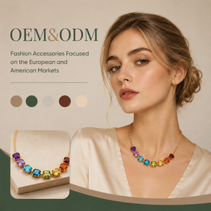 Collares de cuentas chapados en oro al por mayor OEM/ODM con gemas naturales de corte cuadrado multicolor para mujer - Product Image 1