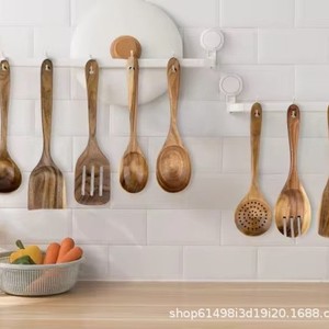 Wooden spatula, household <b>kitchen</b> spatula, non-stick, heat-resistant, for stir-frying, rice scoops, and soup ladles. - Product Image 4