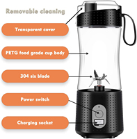 Mélangeur de fruits portable USB rechargeable 4000mAh et presse-agrumes pour la maison et le voyage Blender 380ml avec mélangeur de bec de boisson