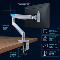 Nouveau support d'écran métallique réglable avec rotation et inclinaison, capacité de charge de 11 kg, pour postes de travail de centre d'appels et tables d'ordinateur