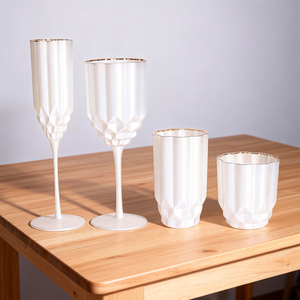 Ensemble de verres en verre taillé diamant de luxe moderne, noir, <span class=keywords><strong>blanc</strong></span>, bord doré, gobelets et coupes pour la maison, le café, usage quotidien, verres à vin - Product Image 6