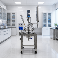 Réacteur chimique en acier inoxydable à double enveloppe LABOAO 10L, réacteur de synthèse pilote en acier inoxydable à circulation de chauffage et de refroidissement