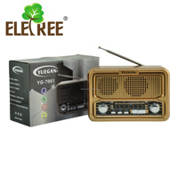 Yg-7060BT Haut-parleur sans fil portable rétro en bois 20W avec radio AM/FM, batterie rechargeable, TF/USB/Aux pour la maison et le bureau
