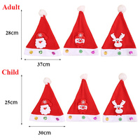 Joyeux Noël Chapeau de Père Noël à LED en Tissu Non Tissé pour Adultes, Enfants et Articles de Fête Festifs pour la Saison Hivernale