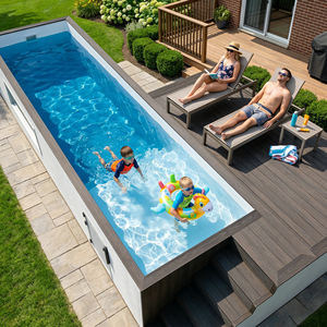 Outdoor Luxury Above Ground Fiberglass Portable Swimming Pool with Mosaic Ceramic Tile Design container pool - Product Image 4