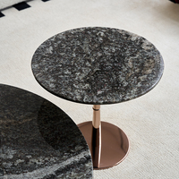 Ensemble de tables basses gigognes de luxe rondes modernes avec plateau en faux marbre et structure en acier, écologiques, pour salon