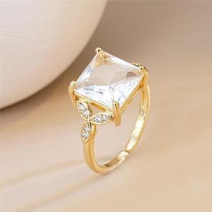 Square shape <b>adjustable</b> <b>ring</b> with opening, classic design women's daily wear jewelry - Product Image 6