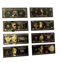 Factures d'un dollar américain noir personnalisées Factures-cadeaux de collection en plastique étanche pour dollars américains en feuille d'or noir Billets de banque américains