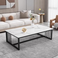 Table basse moderne minimaliste en métal avec plateau en marbre - Design gain de place pour les petits appartements et les bureaux, mobilier de luxe haut de gamme