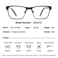 Monture de lunettes optiques rectangulaires en métal pour hommes, monture de lunettes optiques en alliage léger, 3 couleurs pour le bureau et un usage quotidien