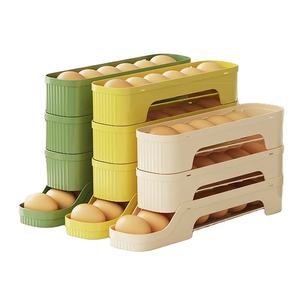 Boîte de stockage d'oeufs pour réfrigérateur à 4 couches Porte-oeufs à roulement automatique Porte-oeufs style échelle Distributeur d'oeufs pour réfrigérateur Organisateur - Product Image 1