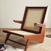 Chaise Chandigarh au design nordique moderne, fauteuil en bois massif, chaise de salle à manger en rotin simple, mobilier de maison, chaise de bar