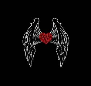 Calcomanía de transferencia de calor de hierro con diseño de ala de Ángel de corazón <span class=keywords><strong>rosa</strong></span>, motivo de cristal de diamantes de imitación en vidrio, calcomanía de hierro de fijación en caliente - Product Image 6