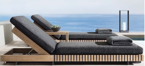 Lit de repos en teck pour piscine et terrasse, chaise longue en bois massif, <span class=keywords><strong>canapé</strong></span>-lit de designer pour plage, jardin, hôtel, imperméable et résistant aux UV - Product Image 4