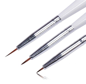 Lot de 3 pinceaux liner blancs en fibre de nylon pour nail art, stylo à dessin pour lignes et motifs floraux sur vernis gel - Product Image 1
