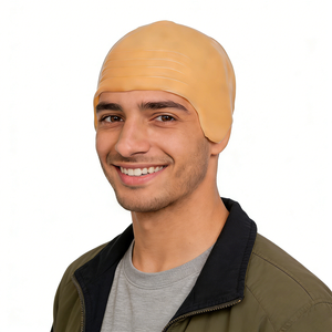 Gorro Calvo Látex Halloween Gorro Calvo De Látex Beige Para Disfraz Halloween 2 Redecillas - Calva Realista Para Adultos, Cosplay Y Fiestas Peluca Calva