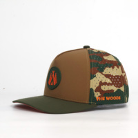 Casquettes laser 5 panneaux de haute qualité avec logo personnalisé, patch en caoutchouc et dos laser camouflage