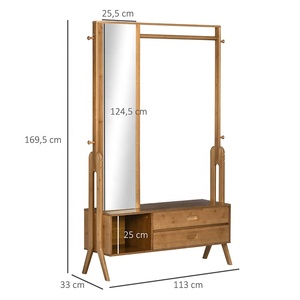 <span class=keywords><strong>Perchero</strong></span> de bambú con espejo para almacenamiento de ropa, accesorio sencillo de pie para dormitorio ordic - Product Image 6