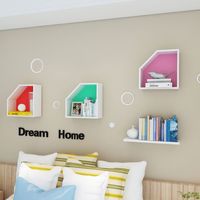 Aan De Muur Gemonteerde Zeshoekige Zwevende Planken, Houten Wandorganizer Hangende Plank Voor Huisdecor, Set Van 3,