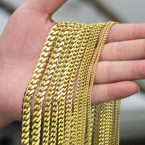 Collana a Catena da <span class=keywords><strong>Uomo</strong></span> Miami Cuban Curb Link da 6mm 8mm in Acciaio Inossidabile Placcato Oro Vero 14K Argento <span class=keywords><strong>Accessori</strong></span> di Gioielleria - Product Image 1