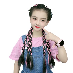 1 pezzo fai da te parrucca capelli colorati capelli ricci ondulati parrucche per le bambine colorato capelli Extension parrucca coda di cavallo - Product Image 1