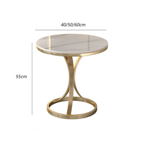 Meja kopi bulat logam Modern pabrik furnitur ruang tamu emas meja sisi atas marmer sederhana