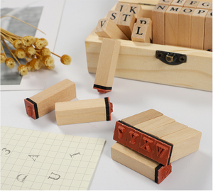 Numéro en bois et lettre symbole <span class=keywords><strong>alphabet</strong></span> <span class=keywords><strong>tampons</strong></span> en caoutchouc en bois et ensemble de <span class=keywords><strong>tampons</strong></span> <span class=keywords><strong>encreurs</strong></span> - Product Image 3