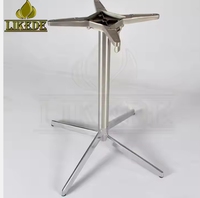 Nouvelle base de table pliante en alliage d'aluminium poli, empilable, à quatre étoiles, pour salle à manger, négociation, bistrot, avec plateau croisé pliable
