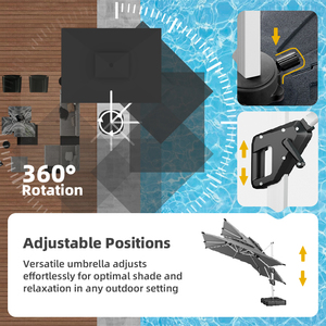 <span class=keywords><strong>Parasol</strong></span> d'extérieur imperméable UPF 50+ avec <span class=keywords><strong>protection</strong></span> <span class=keywords><strong>UV</strong></span>, 3x3m, grand <span class=keywords><strong>parasol</strong></span> <span class=keywords><strong>déporté</strong></span> pour la plage - Product Image 4