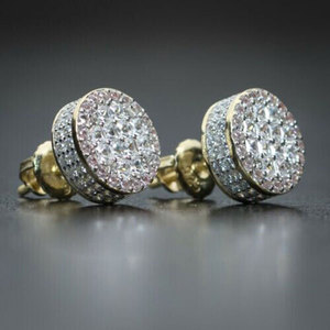 Orecchini a Perno Rotondi Unisex con Brillantini, Stile Semplice e Urbano, Gioielli per Orecchie con Micro Pavé - Product Image 2