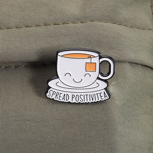 Lindos alfileres de esmalte de té de la leche divertidos eres mi taza de té cita broche solapa insignia joyería regalos para amigos - Product Image 3