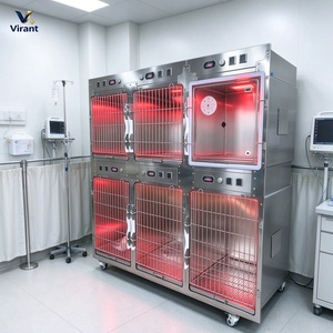 VIRANT VM-ICU06 Gabbia ICU <span class=keywords><strong>per</strong></span> Animali Domestici in Acciaio Inox 304 <span class=keywords><strong>per</strong></span> Cani e <span class=keywords><strong>Gatti</strong></span>, Uso Veterinario, <span class=keywords><strong>Alimentazione</strong></span> a Corrente, Certificazione CE, Vassoio in Metallo Personalizzabile - Product Image 2