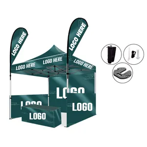 Carpa emergente para eventos con impresión personalizada promocional 3x3, carpa plegable con dosel de negocios con Pared de bandera, carpa de exhibición comercial para perros naranjas