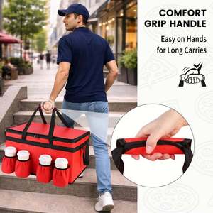 Food Catering Bag Insulated Large Bags Cooler Bags with Waterproof Carrier Geometric Food Delivery Bag & 4 Cup Holders - Product Image 1