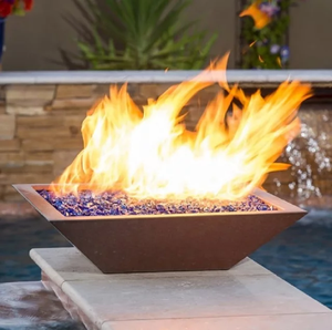 Fontaine d'eau pour foyer extérieur, Fontaine d'eau en acier Corten pour foyer, Foyer extérieur de luxe au gaz naturel - Product Image 4