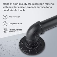 Main courante d'escalier intérieure JH-Mech, coin arrondi, style rustique, noir, main courante en tuyau noir, montage mural