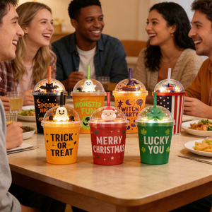 Vaso promocional con logotipo personalizado, de plástico PS de grado alimenticio, con luz LED activada por líquido, para recuerdos de fiesta, hecho en Vietnam. - Product Image 1