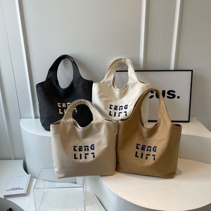 Processus de broderie de logo personnalisé de haute qualité Sac fourre-tout en toile de grande capacité écologique avec poche <span class=keywords><strong>à</strong></span> l'intérieur - Product Image 2