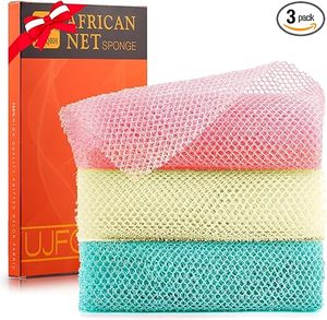 Lot de 3 éponges filet africaines, éponge exfoliante africaine longue, éponge de bain, exfoliant corporel pour la douche, gommage du dos - Product Image 1