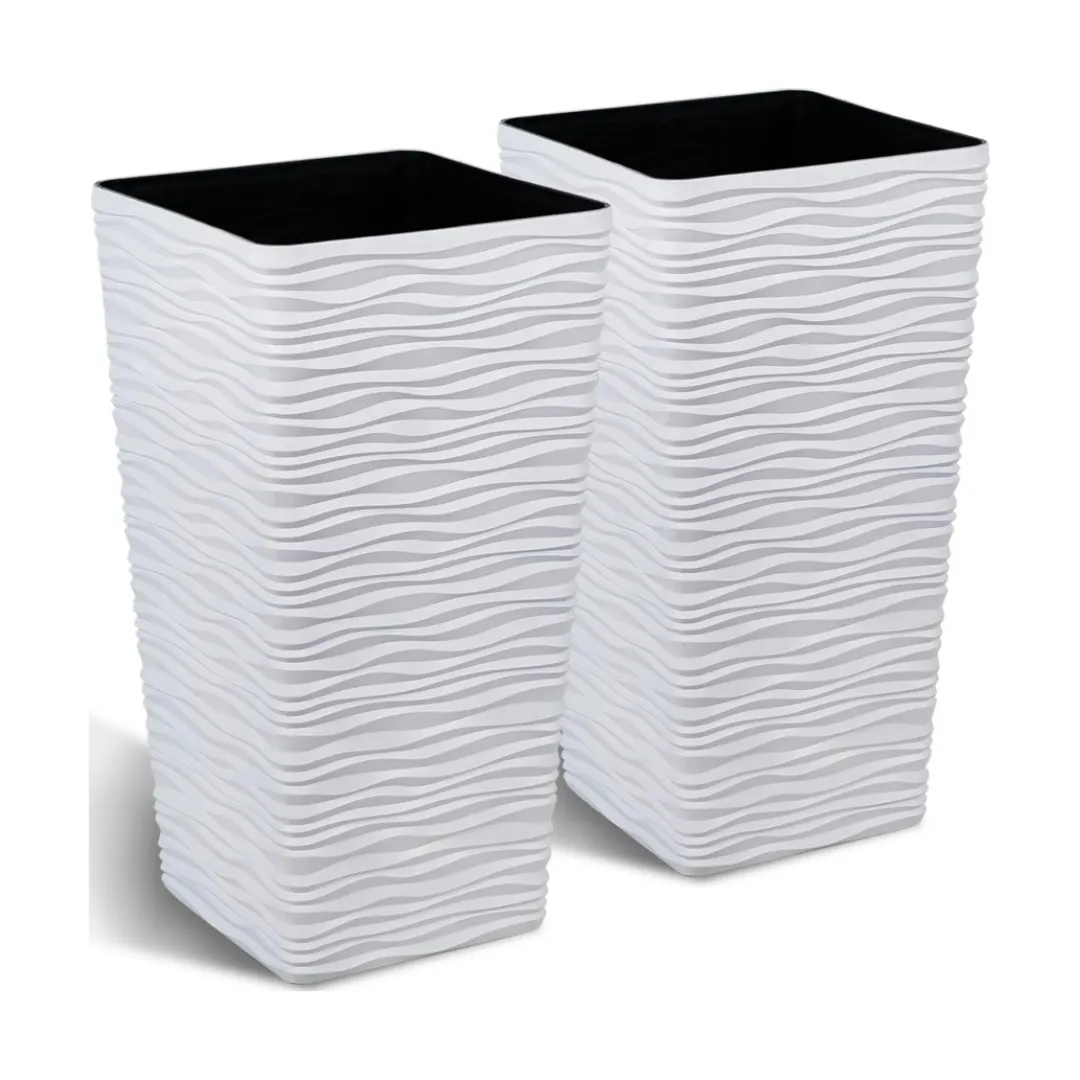 WY Rectangular white plastic pots wholesale outdoor flower pots large planters