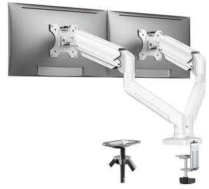 Support de moniteur double réglable avec ressort à gaz, base à pince et passant-câble, inclinable et rotatif, pour 2 écrans – En stock - Product Image 5